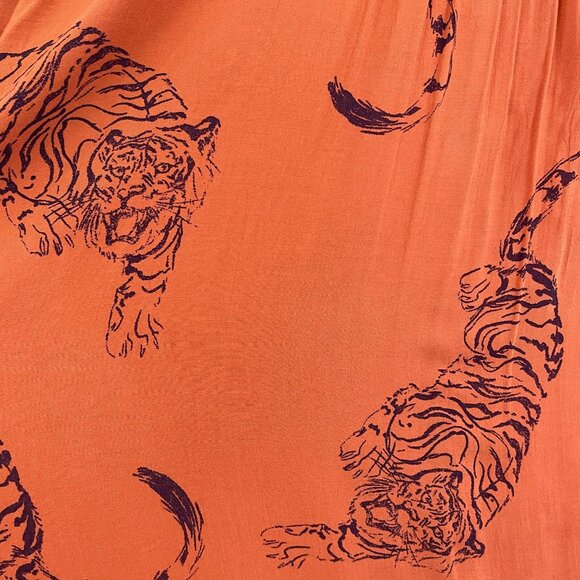 Pilcro Womens XL Rust Orange Tiger Print Button Up Blouse Long Sleeve Shirt - Picture 13 of 13